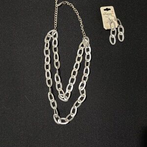 Elegant Silver Chain Necklace and Earring Set